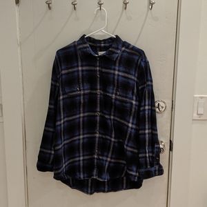 AEO | Oversized Flannel Shirt in Cobalt